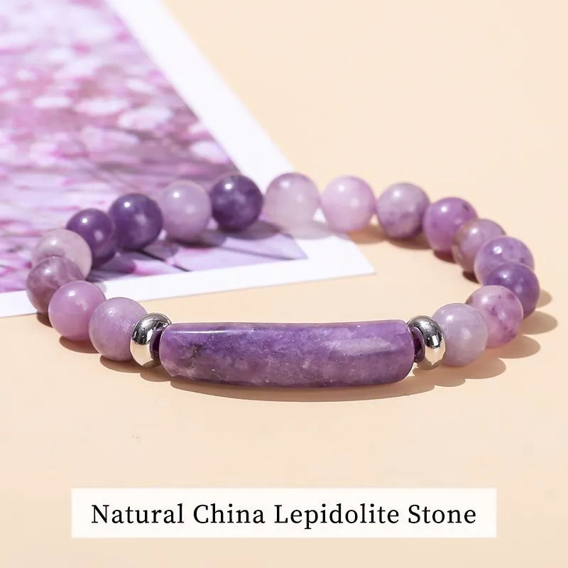 JD Natural Stone Tiger Eye Amethyst Rectangle Bar Charm Bracelet Women Men Healing Stone Powder Crystal Rough Chakra Jewelry