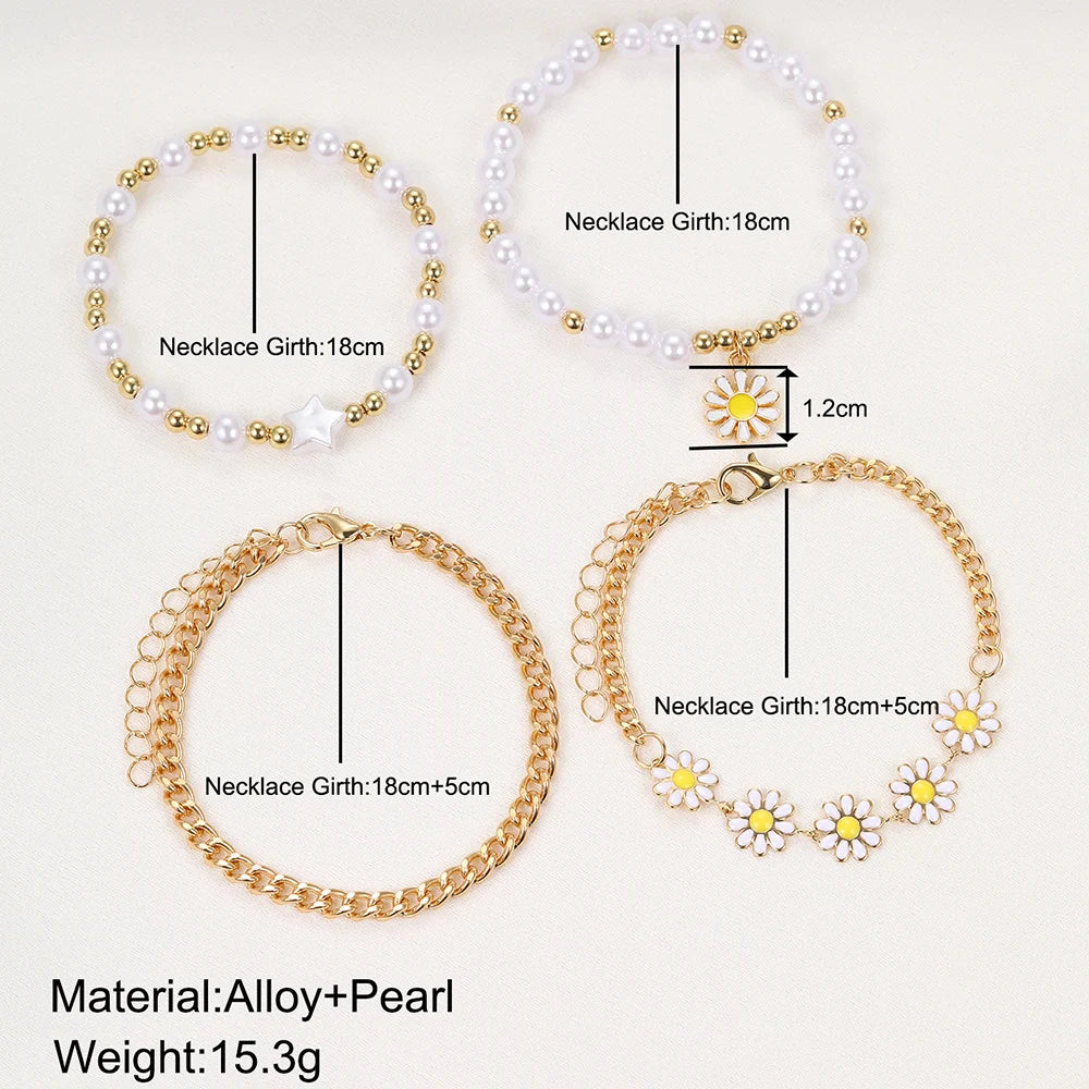 Daisy Pearl Bracelet Set