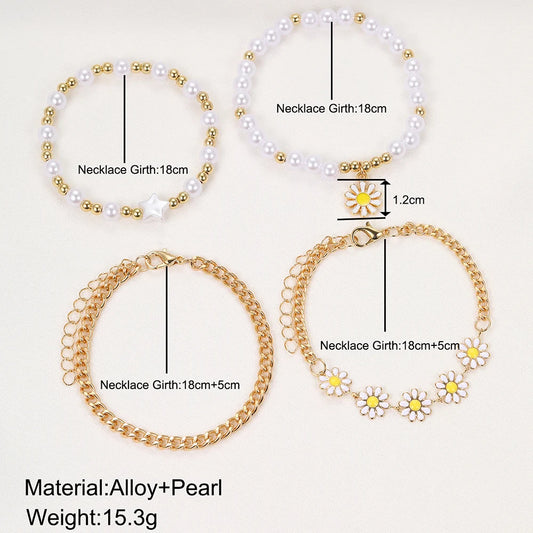 Daisy Pearl Bracelet Set