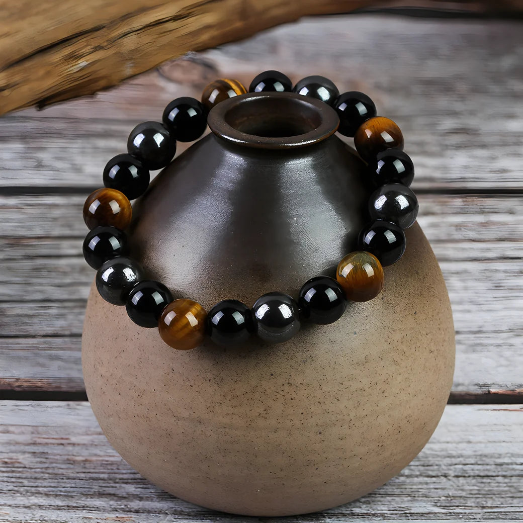 New Magnetic Hematite Bracelets Men Tiger Eye Stone Bead Couple Bracelets for Women Health Care Magnet Help Weight Loss Jewelry