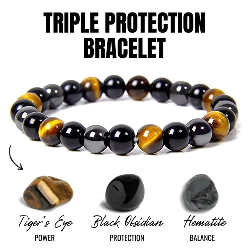 New Magnetic Hematite Bracelets Men Tiger Eye Stone Bead Couple Bracelets for Women Health Care Magnet Help Weight Loss Jewelry