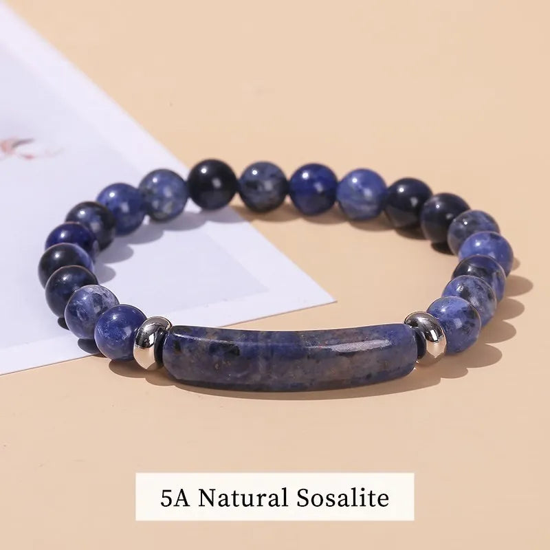 JD Natural Stone Tiger Eye Amethyst Rectangle Bar Charm Bracelet Women Men Healing Stone Powder Crystal Rough Chakra Jewelry
