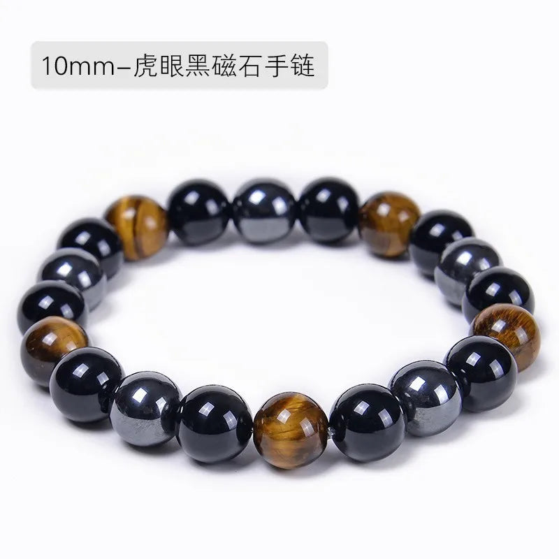 New Magnetic Hematite Bracelets Men Tiger Eye Stone Bead Couple Bracelets for Women Health Care Magnet Help Weight Loss Jewelry
